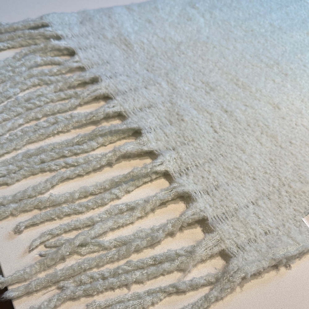 Mer-Sea Fringe Blanket Scarf, Ombré Teal, Soft Cozy Travel Wrap, OS - Picture 6 of 7